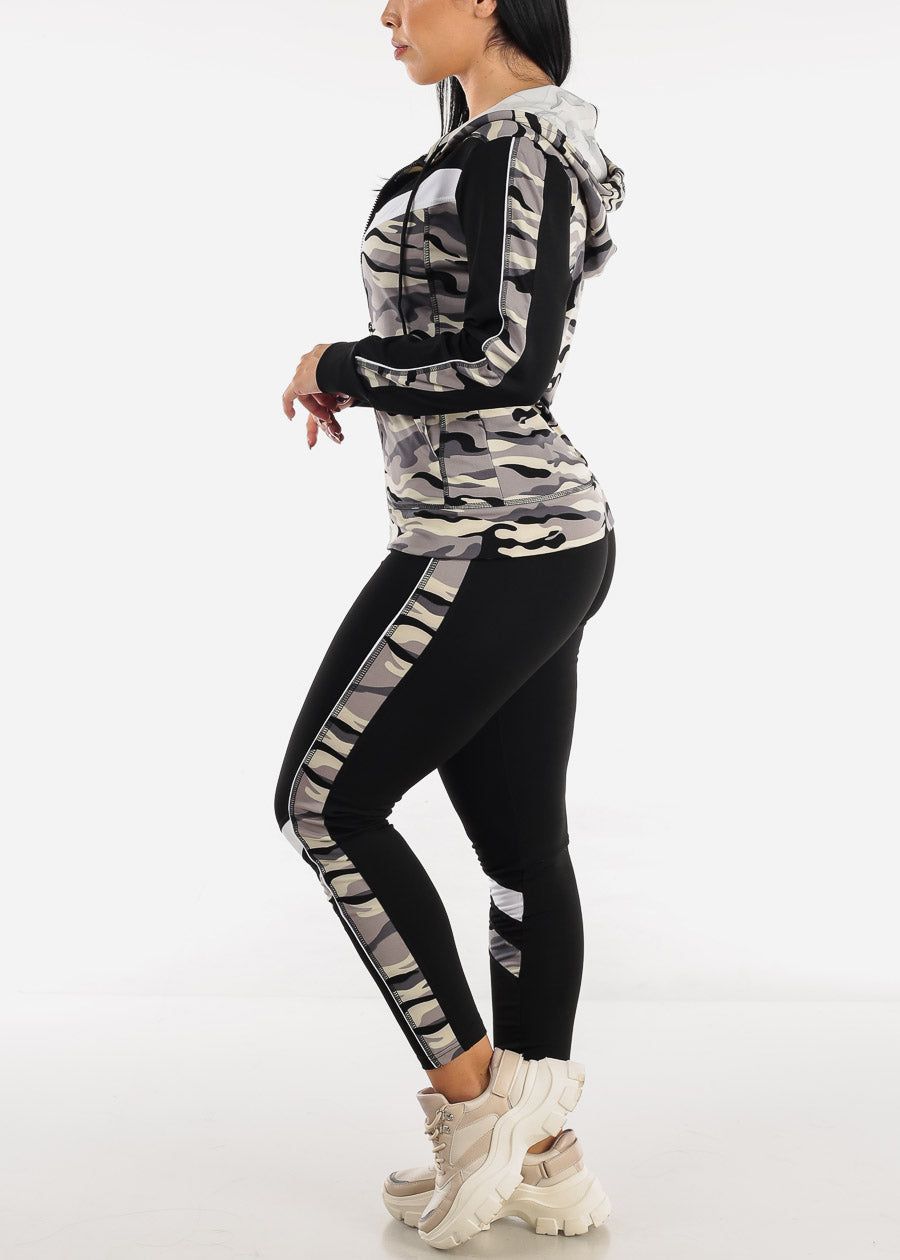 Grey Camo Activewear Jacket, Sports Bra & Leggings (3 PCE SET) sold by Moda product image thumbnail 4