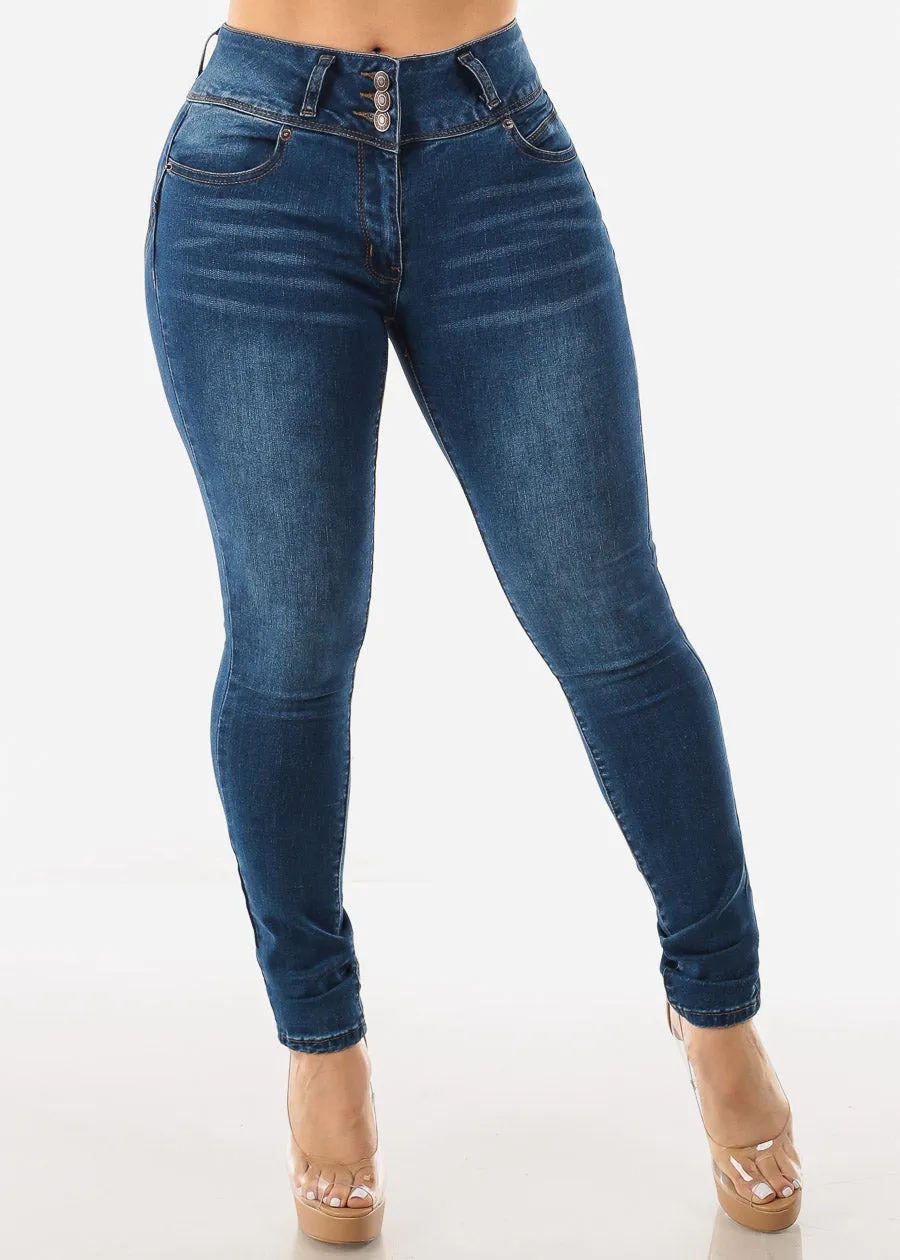 Levantacola Mid Rise Med Wash Skinny Jeans sold by Moda product image thumbnail 3