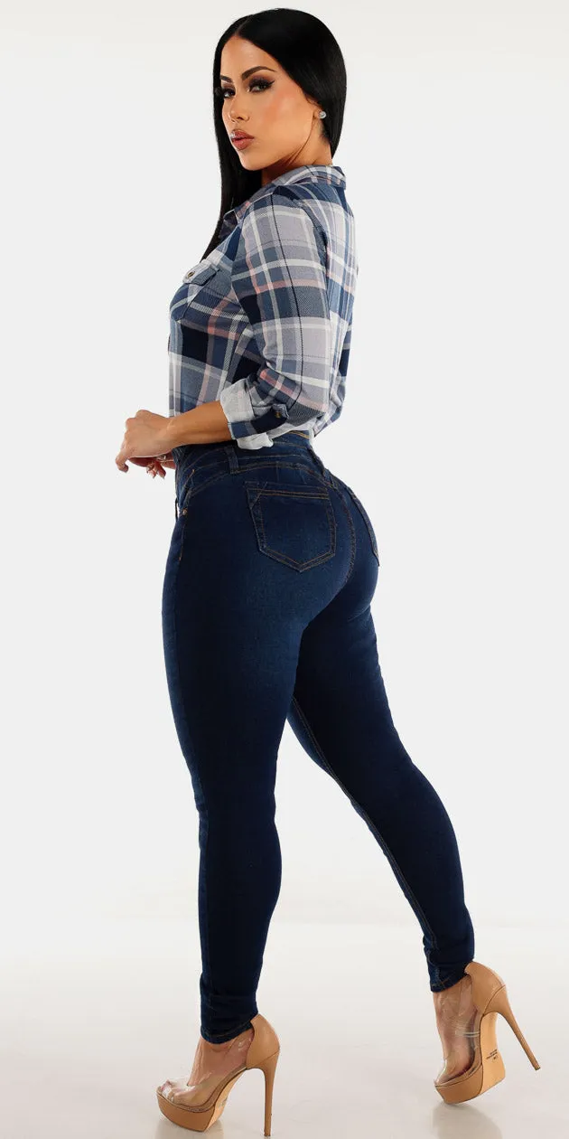 Blue Plaid & Dark Denim Outfit sold by Moda product image thumbnail 2