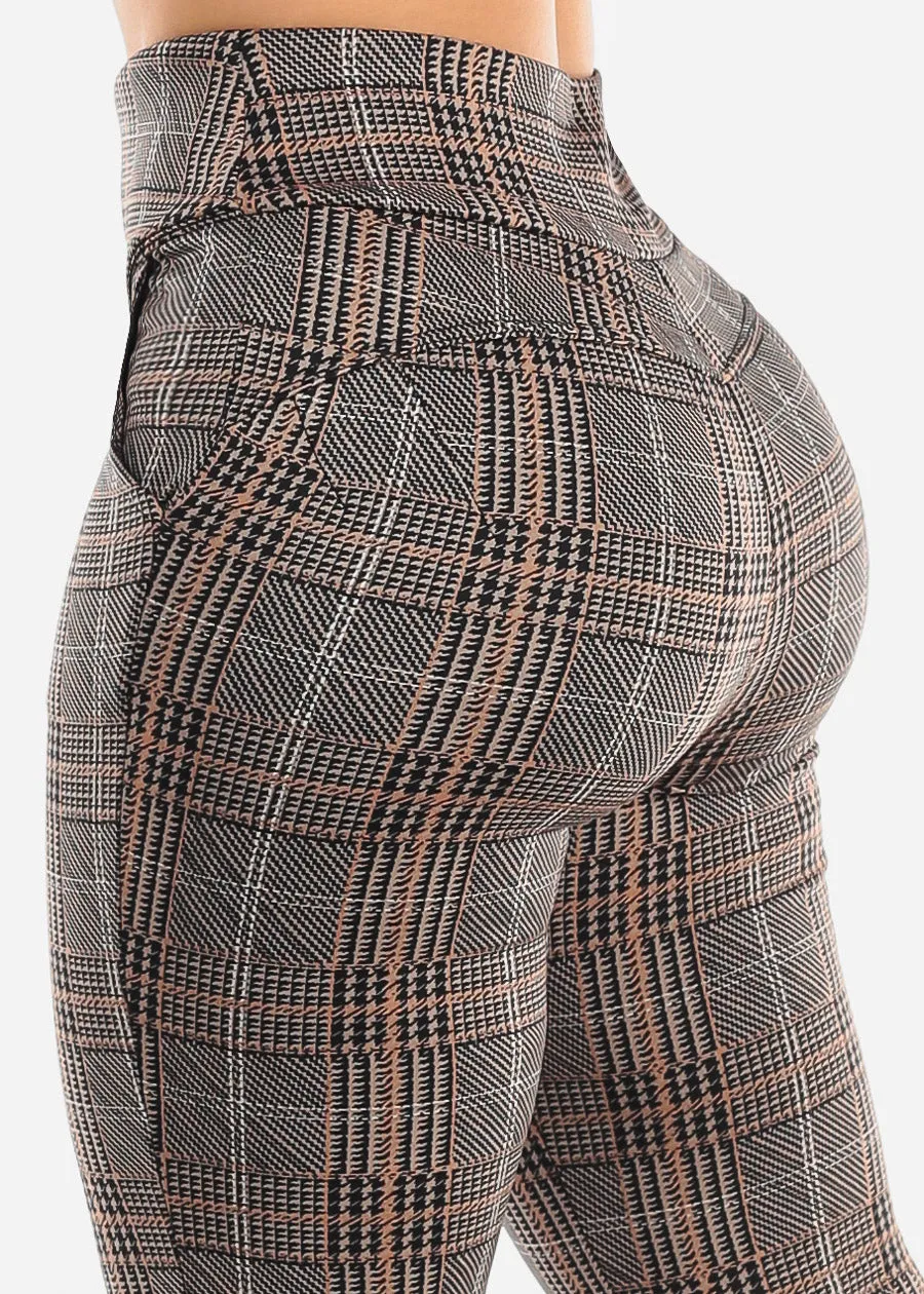 High Waist Butt Lifting Printed Bootcut Pants Brown sold by Moda product image thumbnail 5