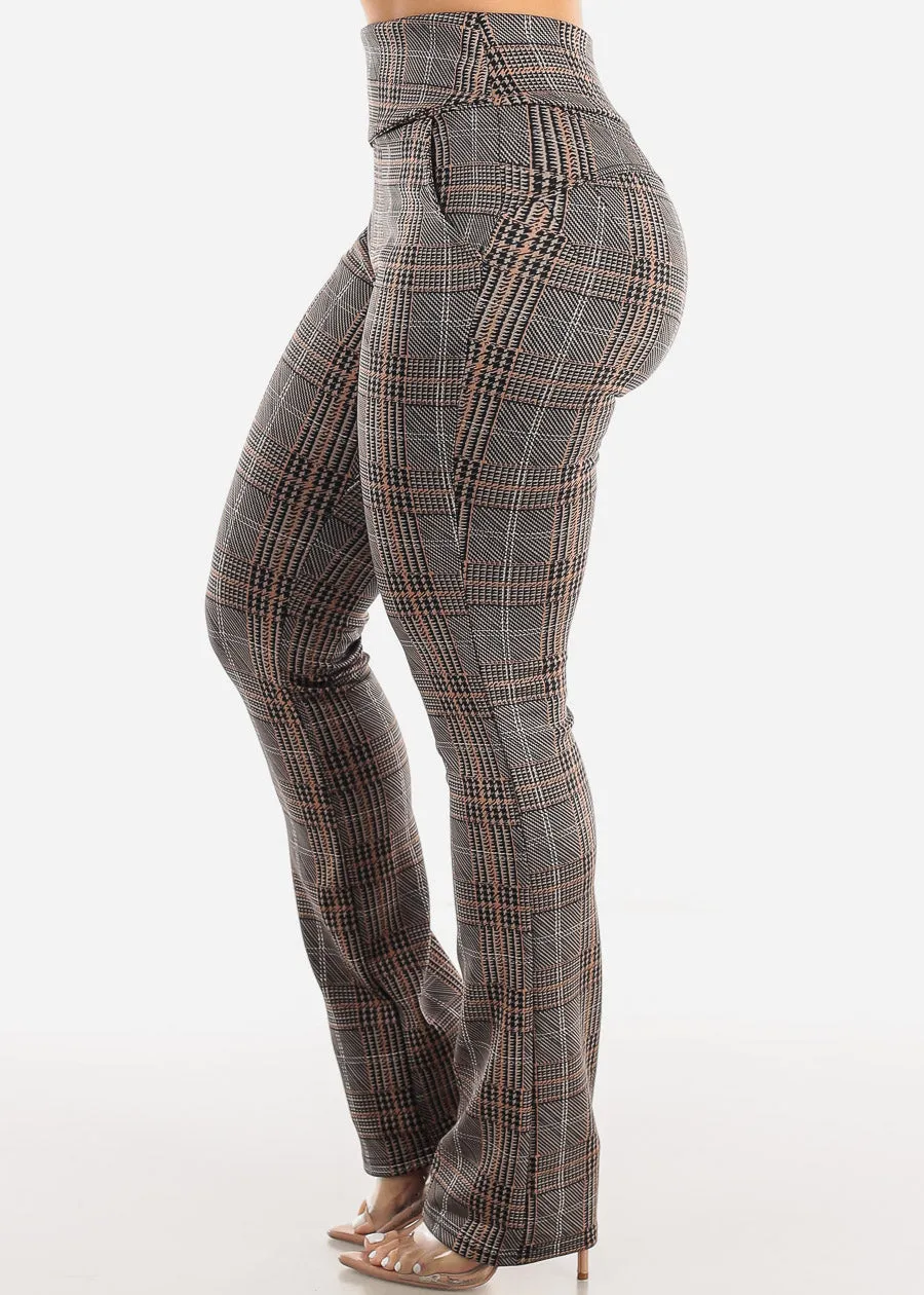 High Waist Butt Lifting Printed Bootcut Pants Brown sold by Moda product image thumbnail 4