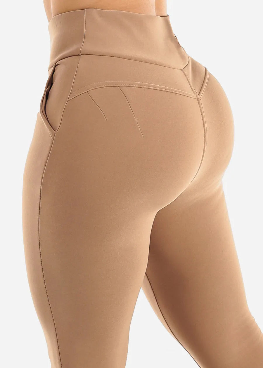 Butt Lift High Waisted Skinny Pants Light Brown sold by Moda
