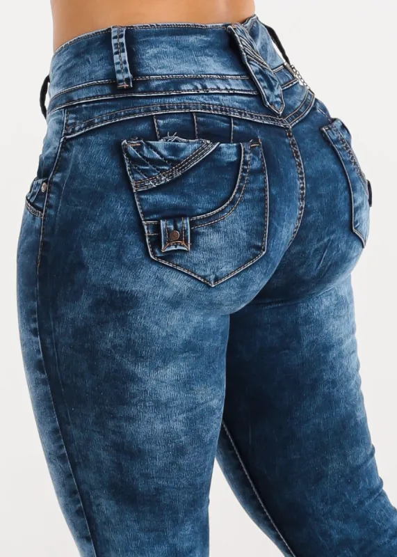 Butt Lifting Acid Wash Stretchy Skinny Jeans sold by Moda