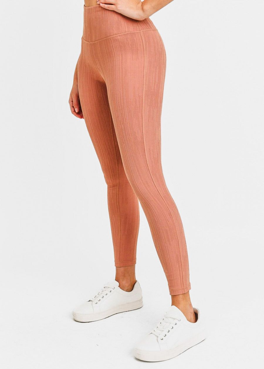 Textured High Waist Activewear Leggings Light Brown sold by Moda product image thumbnail 3