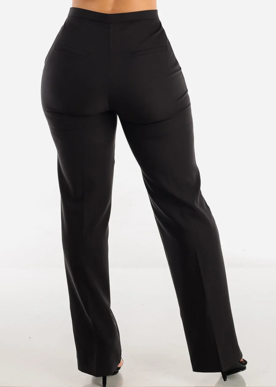 Black High Waist Formal Straight Dress Pants sold by Moda product image thumbnail 4