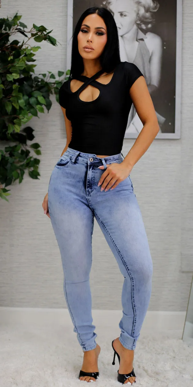 Cut Out Butt Lift Skinnies Combo sold by Moda product image thumbnail 3