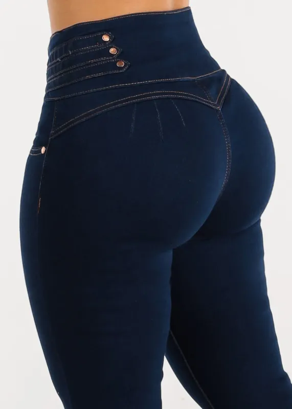 Dark Blue Butt Lift High Waisted Skinny Jeans sold by Moda