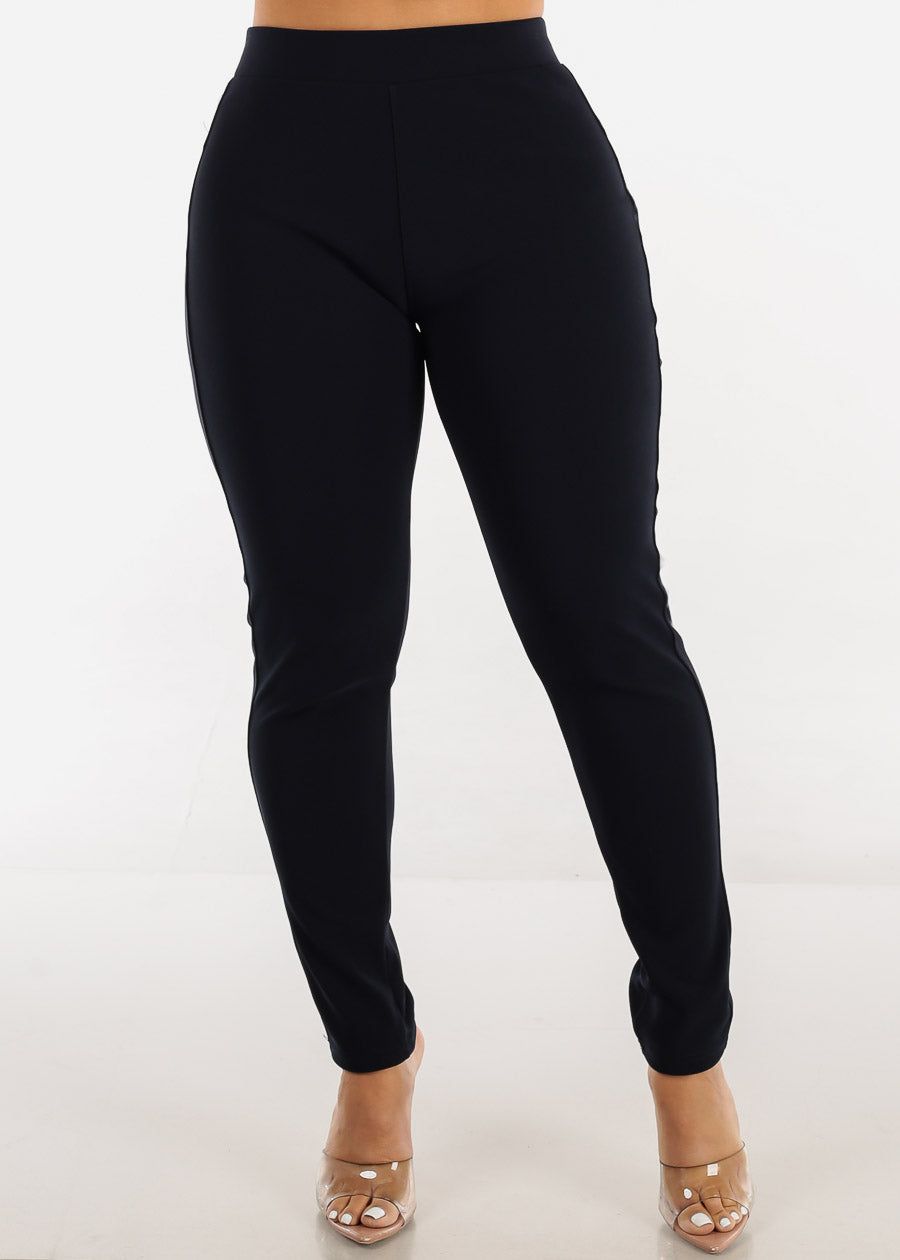 Navy Butt Lifting High Waist Dressy Skinny Pants sold by Moda product image thumbnail 3