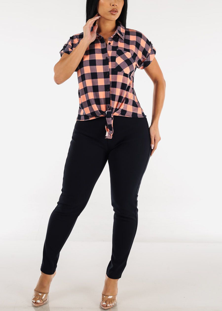 Navy Butt Lifting High Waist Dressy Skinny Pants sold by Moda product image thumbnail 2