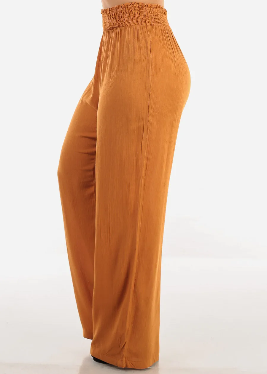 Smocked Waist Wide Legged Pants Camel sold by Moda product image thumbnail 3