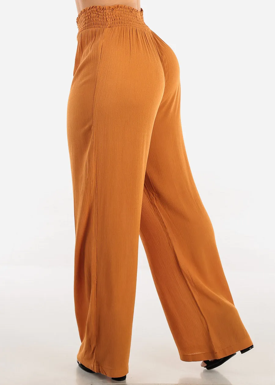 Smocked Waist Wide Legged Pants Camel sold by Moda product image thumbnail 4