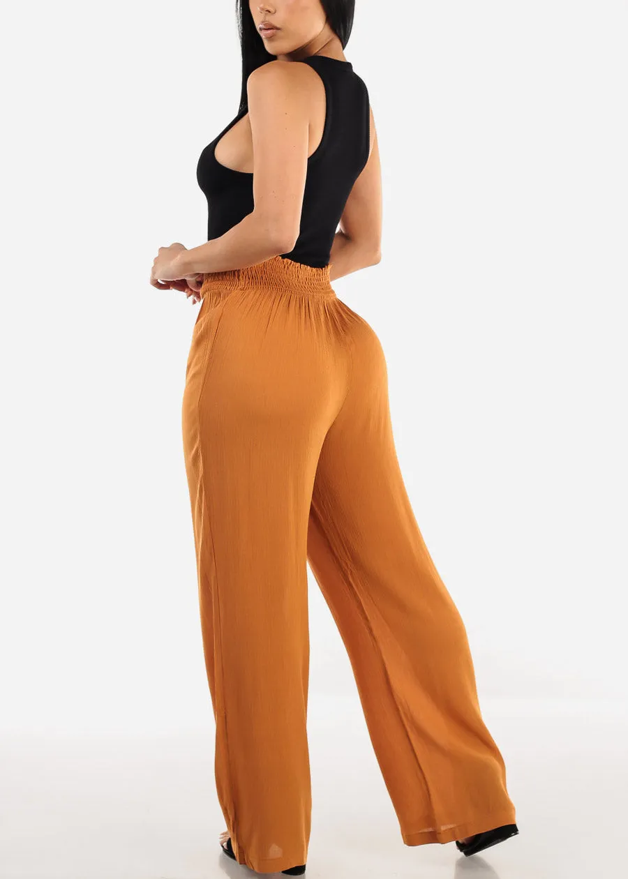 Smocked Waist Wide Legged Pants Camel sold by Moda product image thumbnail 5