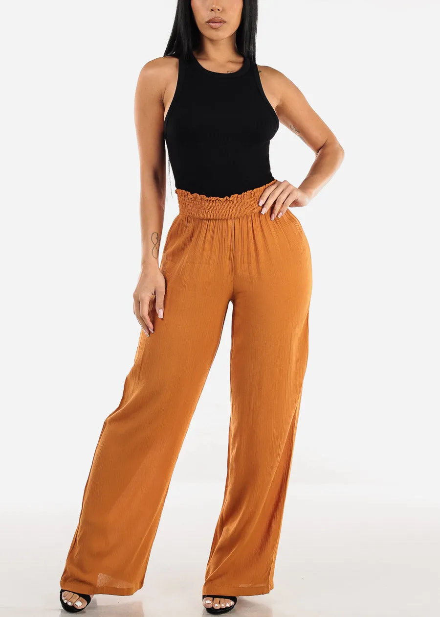 Smocked Waist Wide Legged Pants Camel sold by Moda product image thumbnail 2