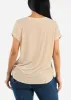 Short Sleeve Round Neck Blouse Beige sold by Moda