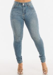 Super High Waisted Butt Lifting Blue Skinny Jeans sold by Moda