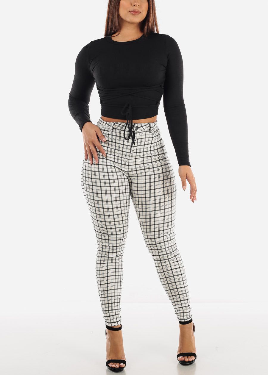 Ribbed Long Sleeve Black Top Front Tie sold by Moda product image thumbnail 2