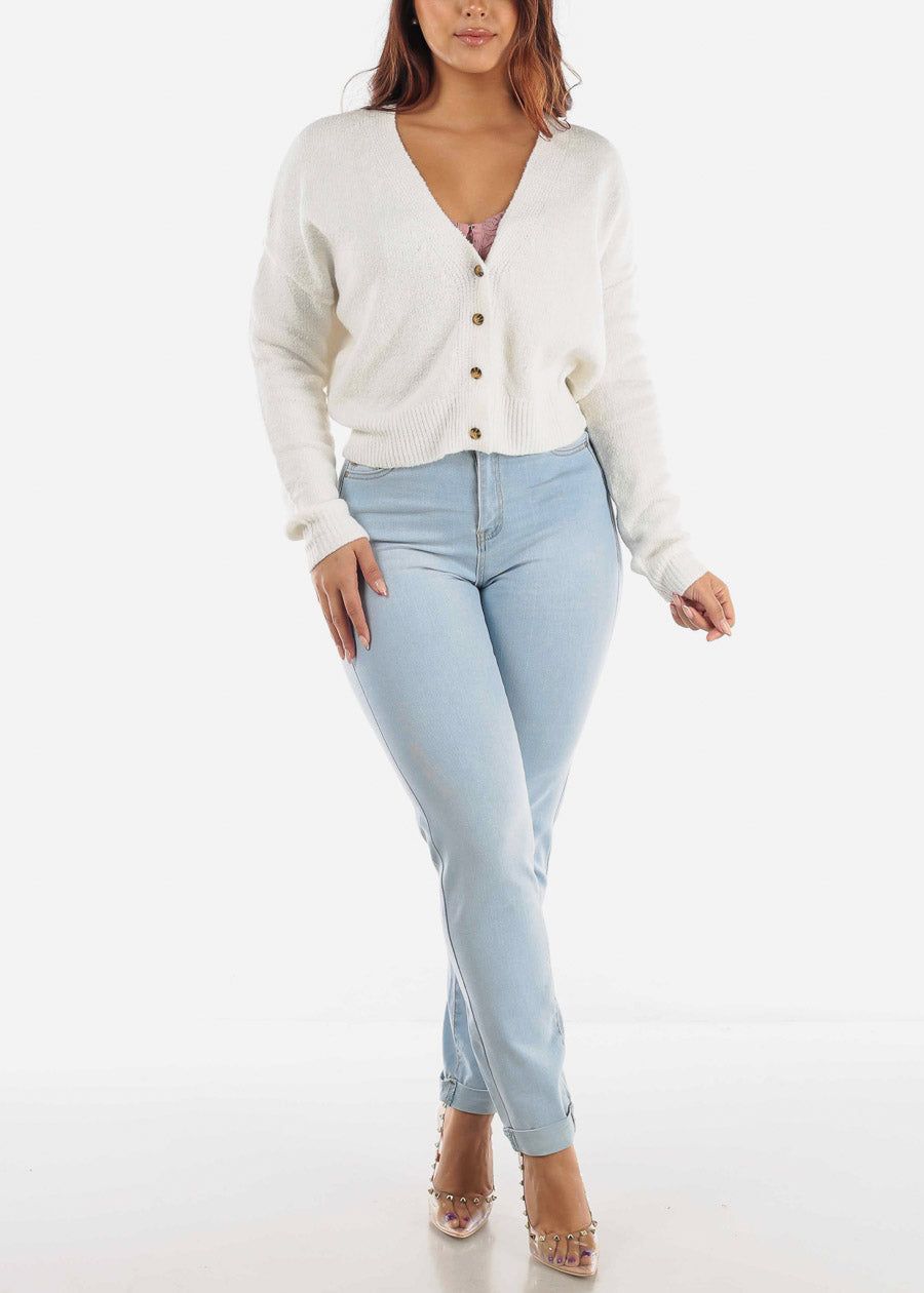 High Waisted Cuffed Skinny Jeans Light Wash sold by Moda product image thumbnail 4