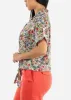 Floral Front Tie Short Sleeve Shirt sold by Moda