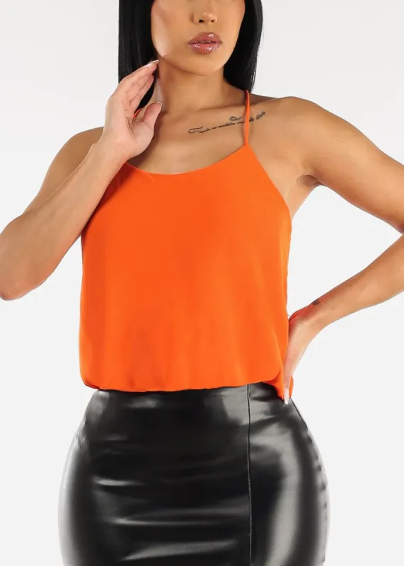 Sleeveless Chiffon Cami Top Neon Orange sold by Moda