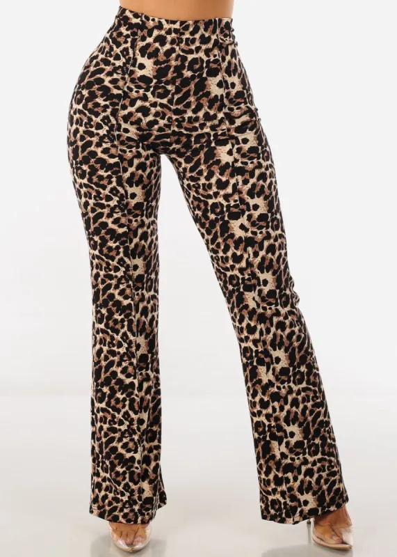 High Waist Animal Print Flared Pants sold by Moda