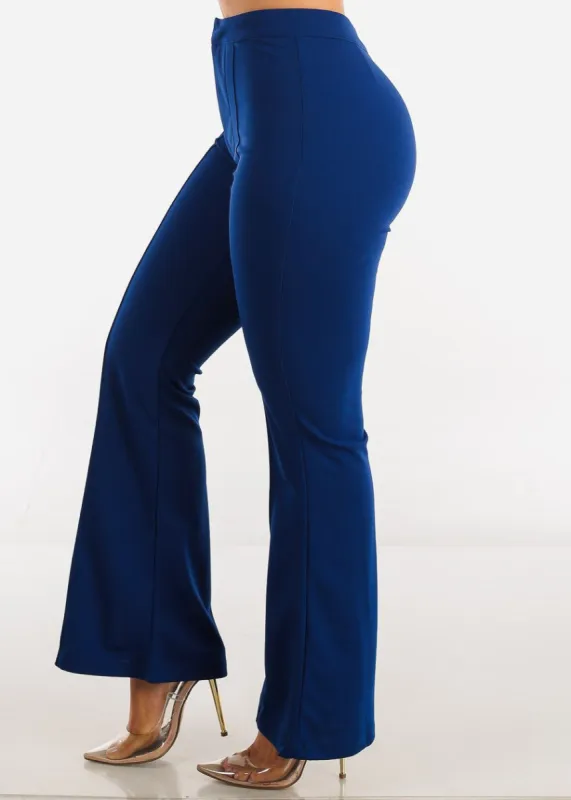 High Waist Wide Leg Flare Dress Pants Royal Blue sold by Moda