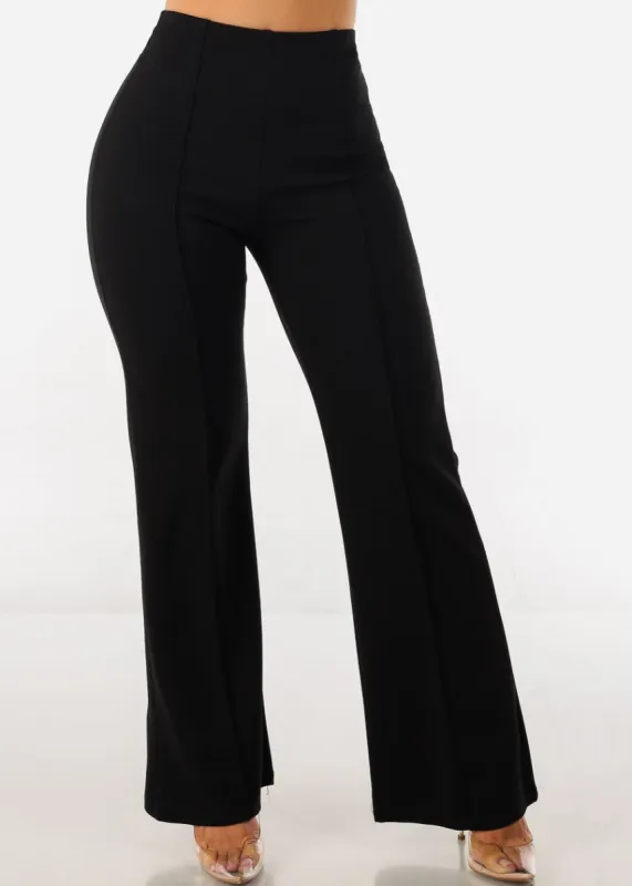 Black High Waist Wide Leg Stretch Pants sold by Moda