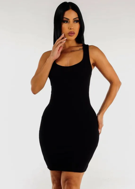 Black Sleeveless Racerback Bodycon Mini Dress sold by Moda