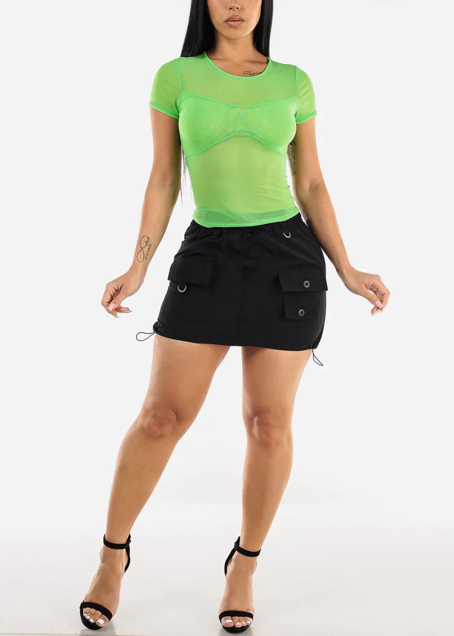 Black Windbreaker Mini Cargo Skirt w Multi Pockets sold by Moda product image thumbnail 2