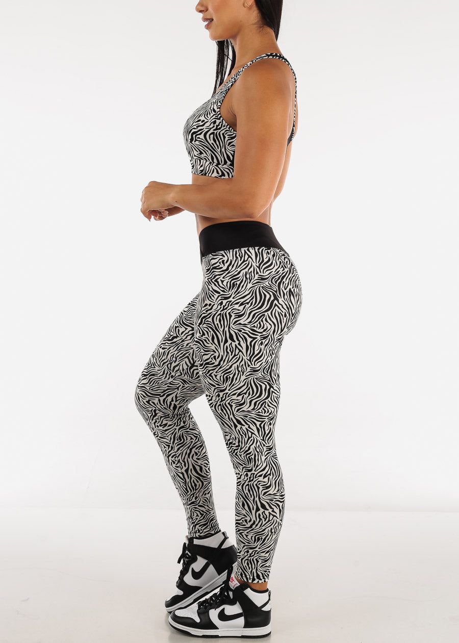 Racerback Sports Bra & Mid Rise Leggings Zebra Print (2 PCE SET) sold by Moda product image thumbnail 2