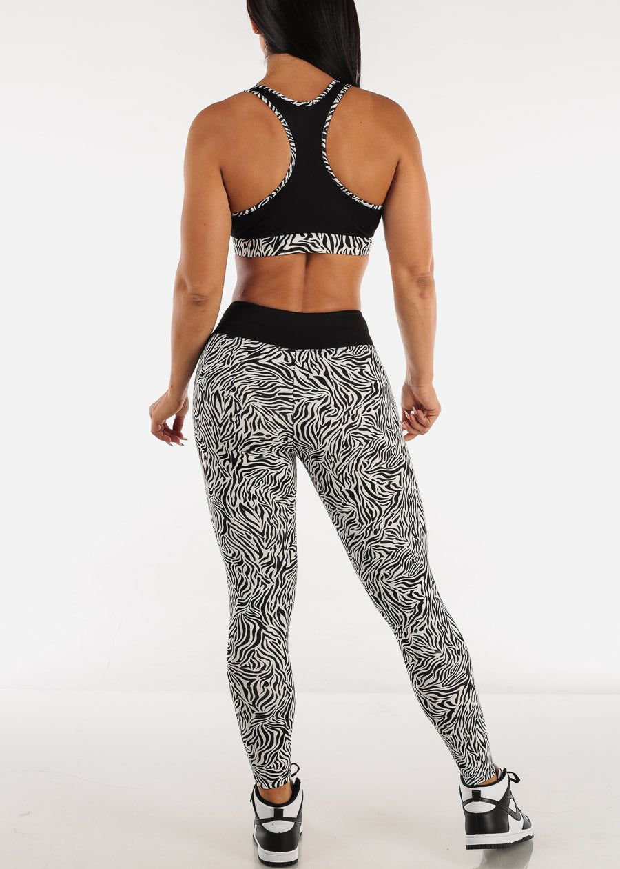 Racerback Sports Bra & Mid Rise Leggings Zebra Print (2 PCE SET) sold by Moda product image thumbnail 3