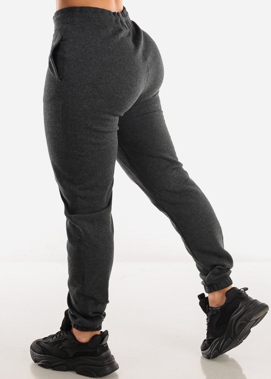 Drawstring Waist French Terry Jogger Pants Charcoal sold by Moda product image thumbnail 4