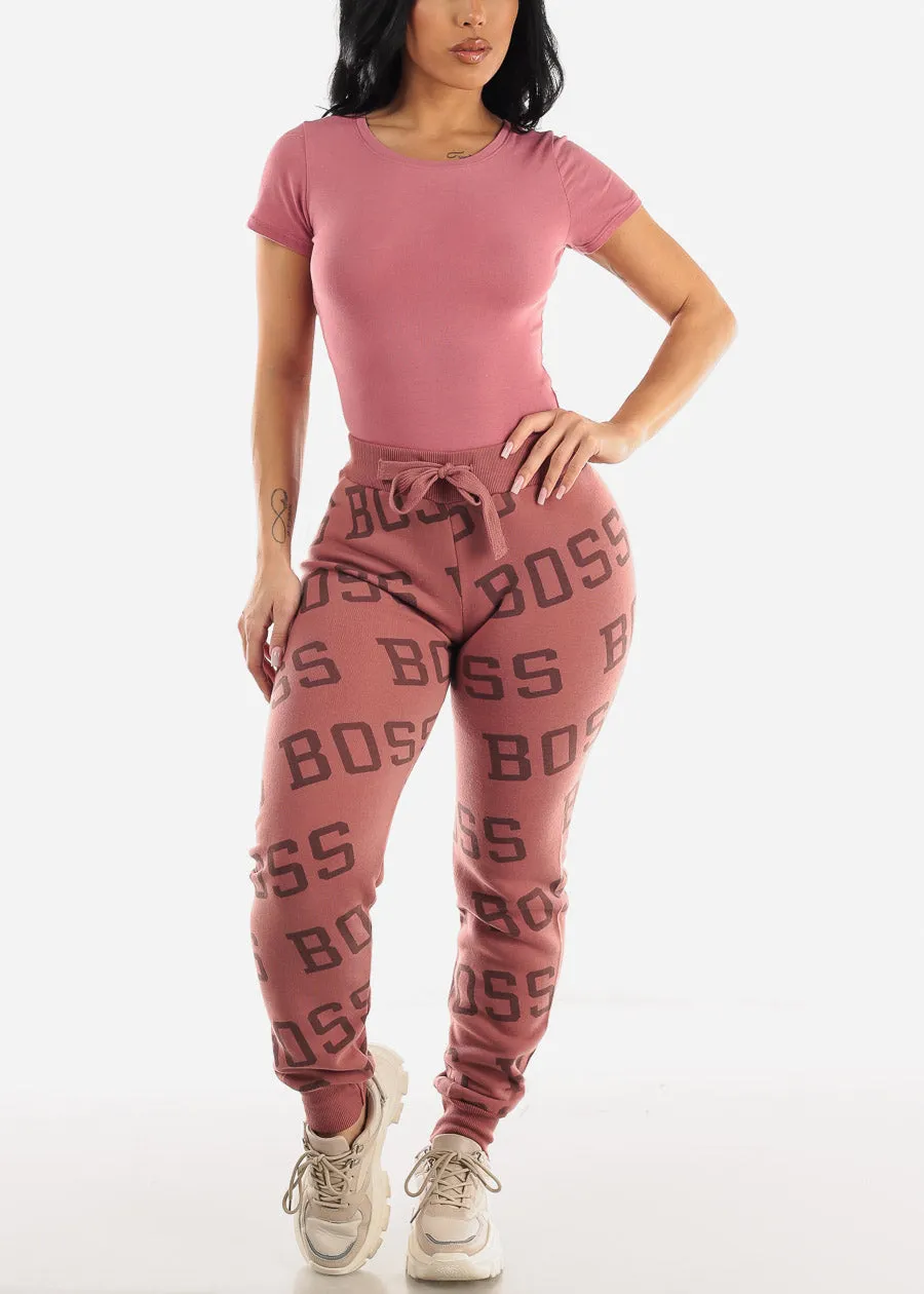 Fleece Drawstring Waist Jogger Sweatpants Mauve "Boss" sold by Moda product image thumbnail 2