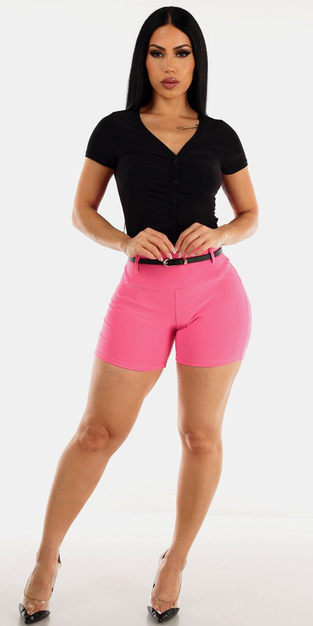 Vneck Black Butt Lift Pink Outfit sold by Moda