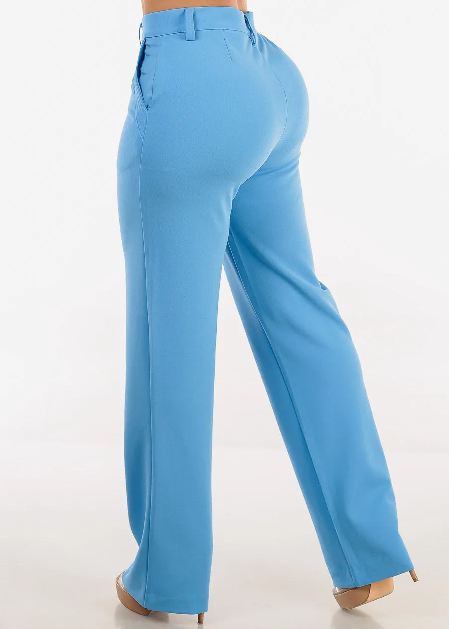 Super High Waisted Straight Dress Pants Light Blue sold by Moda product image thumbnail 4