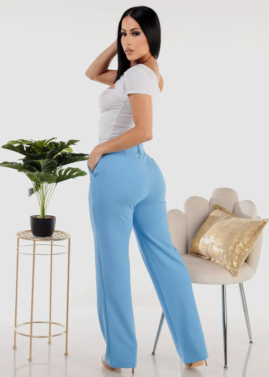 Super High Waisted Straight Dress Pants Light Blue sold by Moda product image thumbnail 5