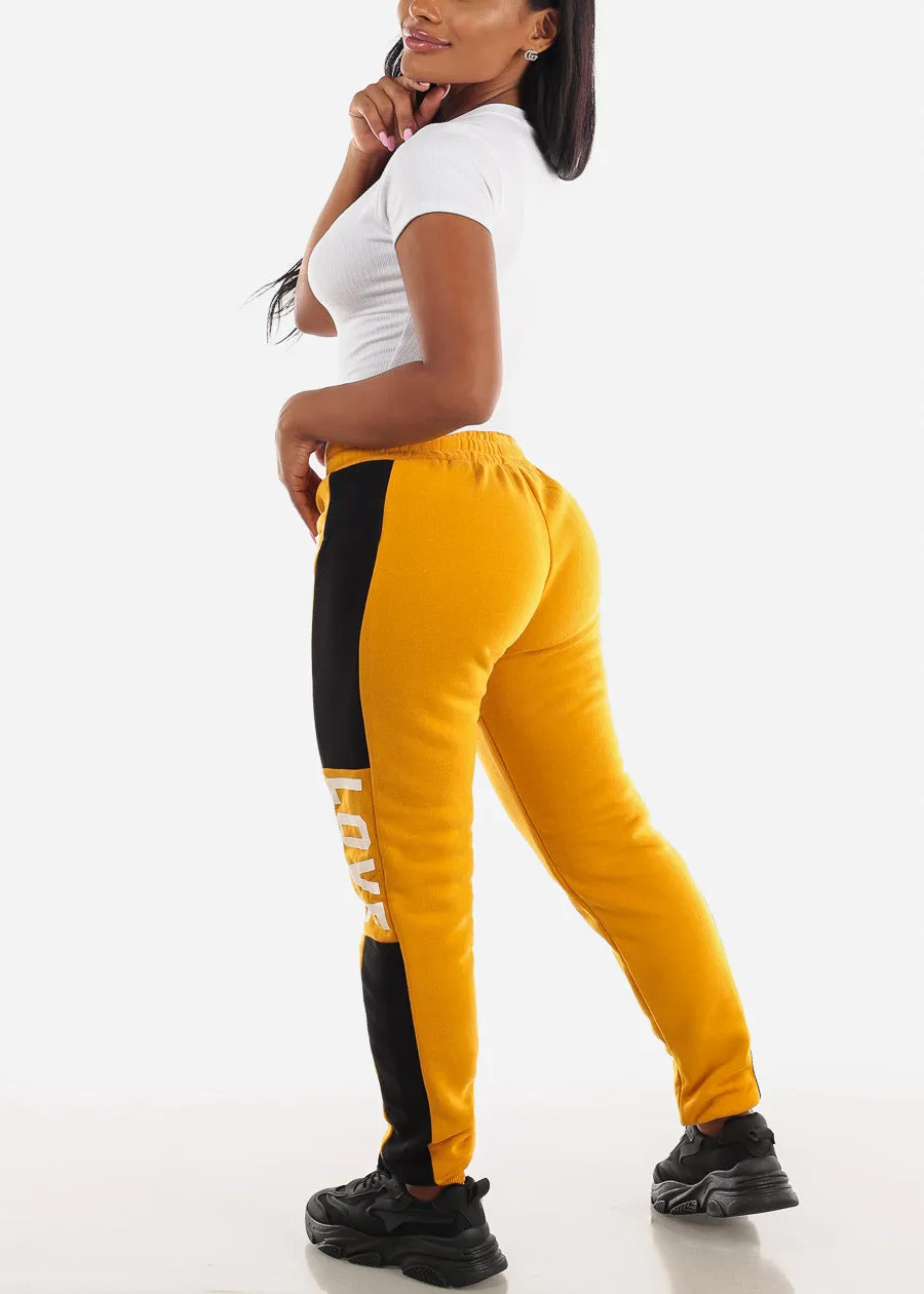 Fleece High Waist Jogger Sweatpants Mustard "Love" sold by Moda product image thumbnail 5