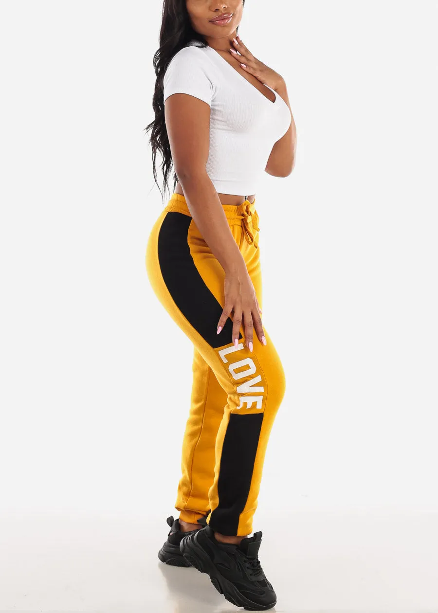 Fleece High Waist Jogger Sweatpants Mustard "Love" sold by Moda product image thumbnail 2