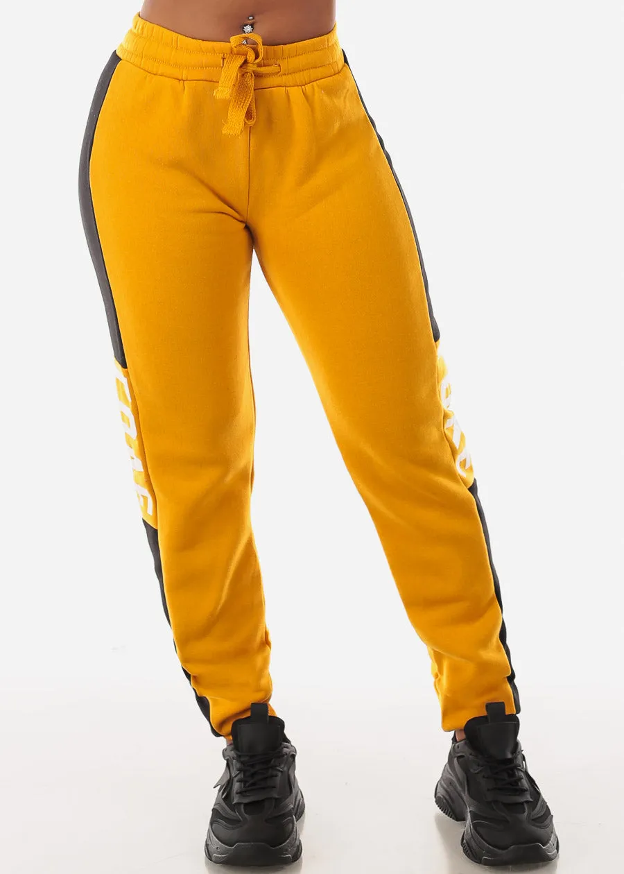 Fleece High Waist Jogger Sweatpants Mustard "Love" sold by Moda product image thumbnail 3