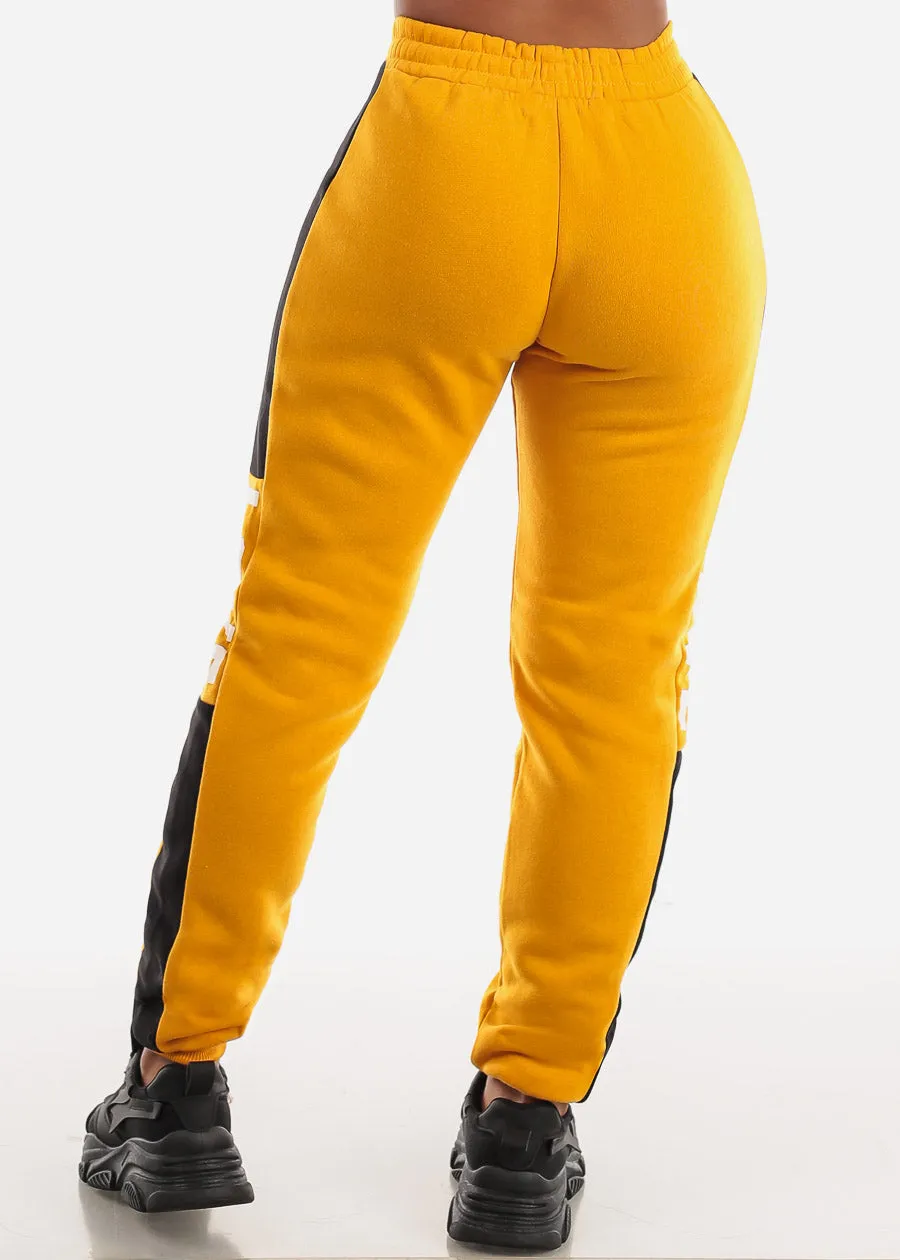 Fleece High Waist Jogger Sweatpants Mustard "Love" sold by Moda product image thumbnail 4