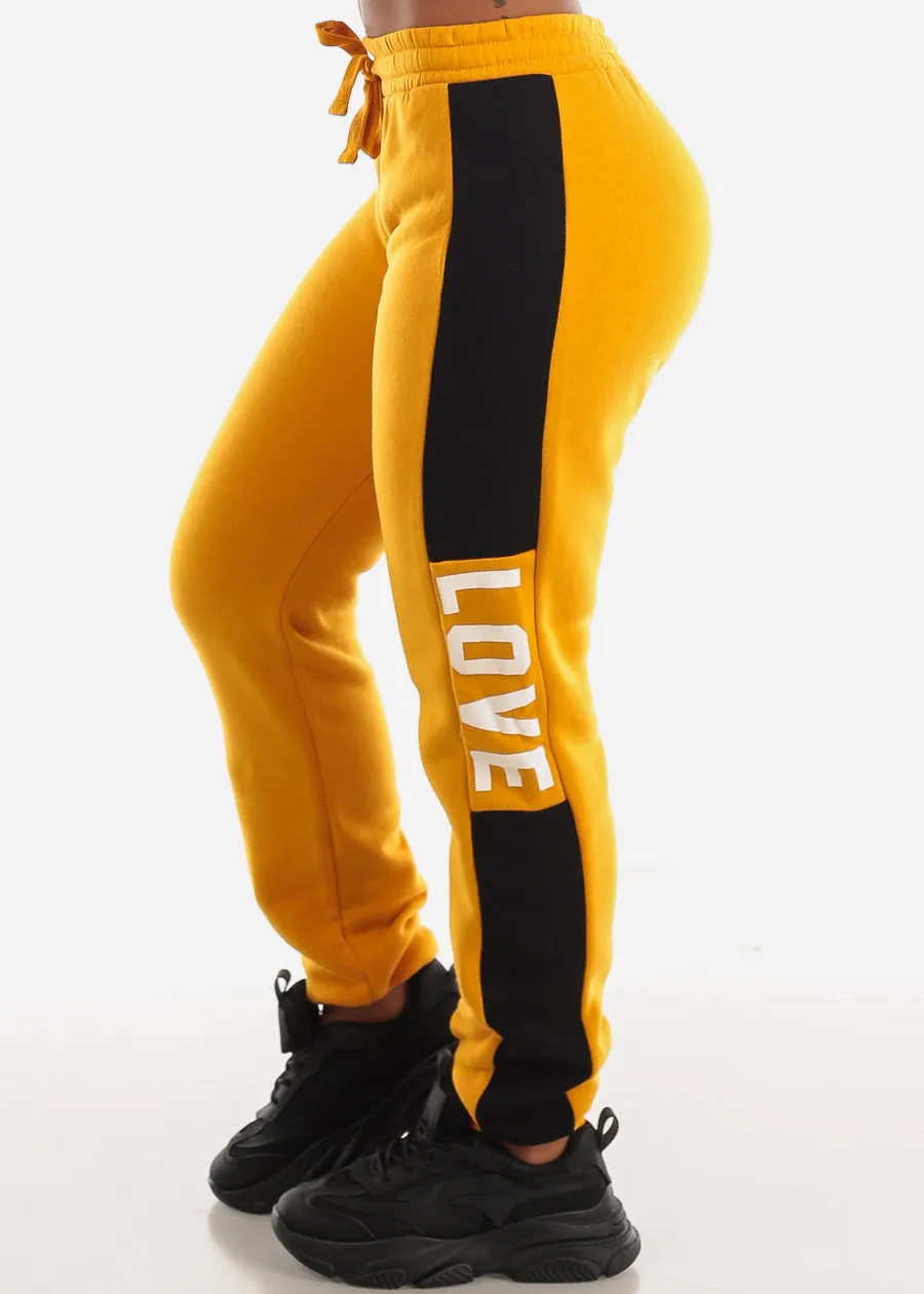 Fleece High Waist Jogger Sweatpants Mustard "Love" sold by Moda