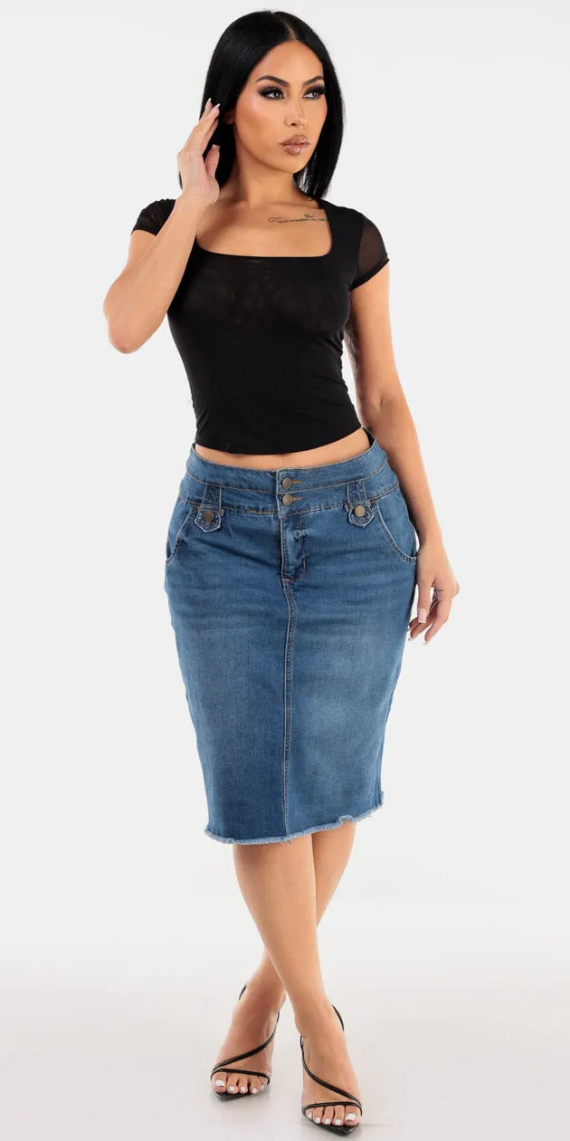 Mesh Butt Lift Denim Pencil Look sold by Moda