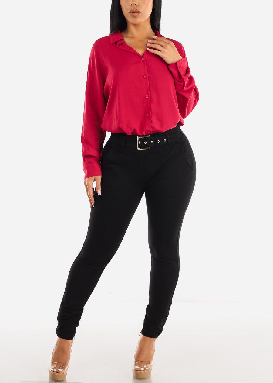 Oversized Long Sleeve Button Down Shirt Red sold by Moda product image thumbnail 2