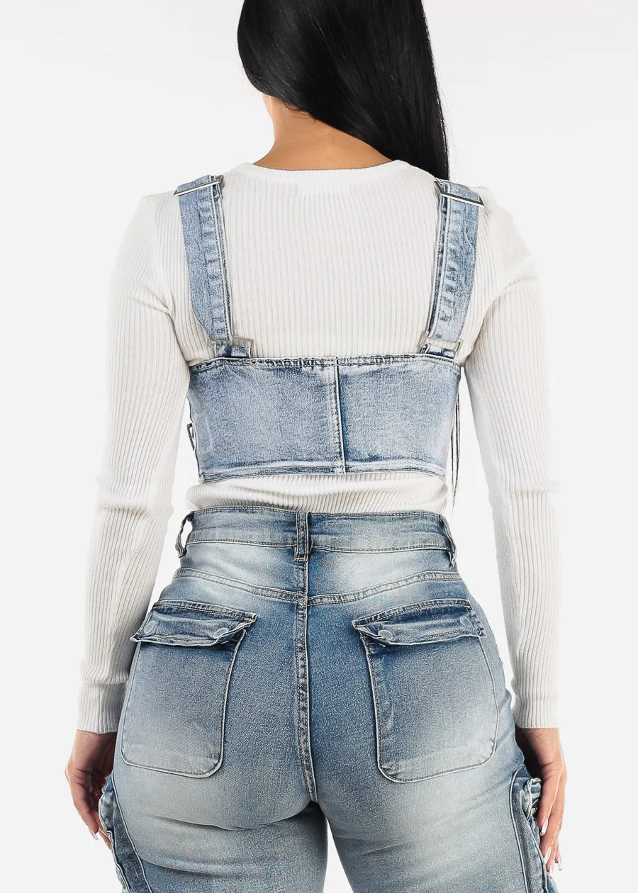 Sleeveless Acid Wash Denim Vest Blue sold by Moda product image thumbnail 5