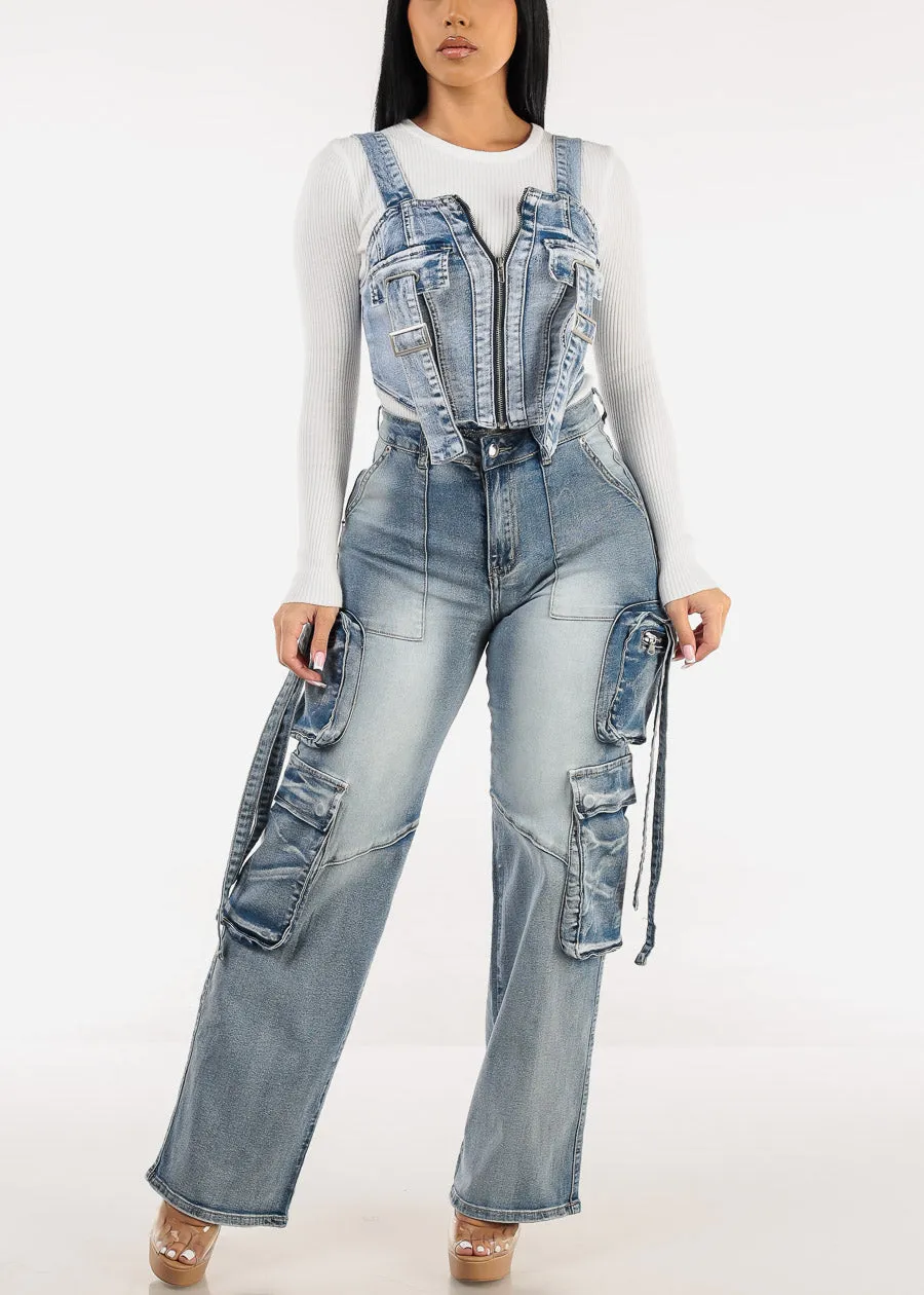 Sleeveless Acid Wash Denim Vest Blue sold by Moda product image thumbnail 2