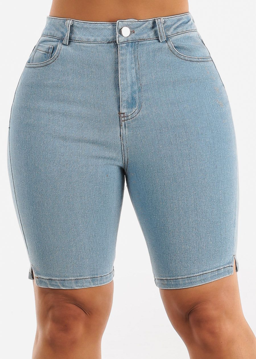 Classic High Waisted Stretchy Light Bermuda Shorts sold by Moda