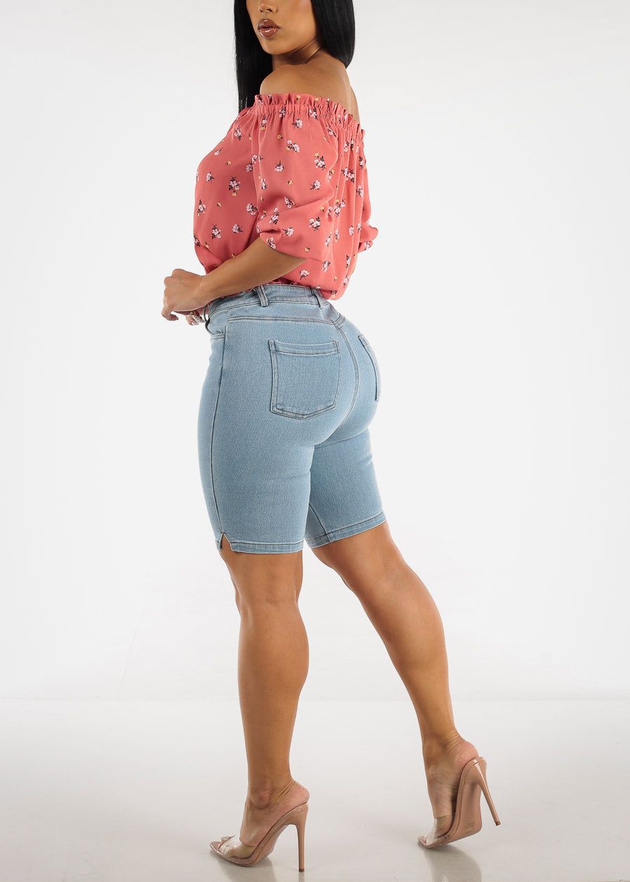 Classic High Waisted Stretchy Light Bermuda Shorts sold by Moda product image thumbnail 5