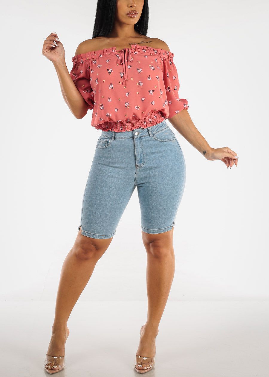 Classic High Waisted Stretchy Light Bermuda Shorts sold by Moda product image thumbnail 2