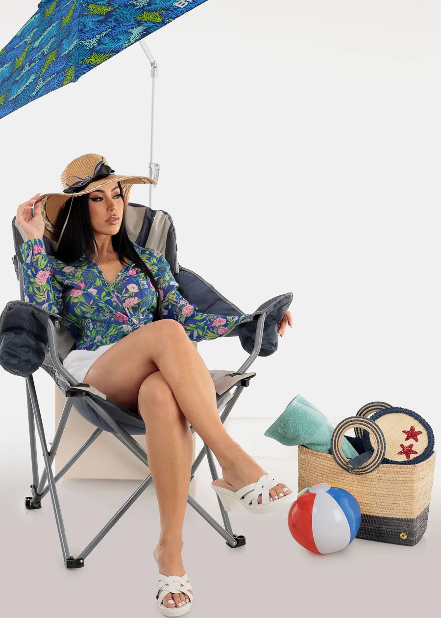 Long Sleeve Surplice Floral Blouse Blue sold by Moda product image thumbnail 4