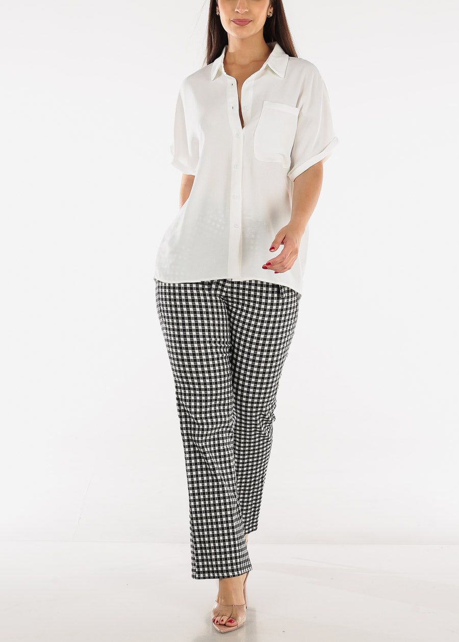 White Short Sleeve Relaxed Fit Button Up Shirt sold by Moda product image thumbnail 4