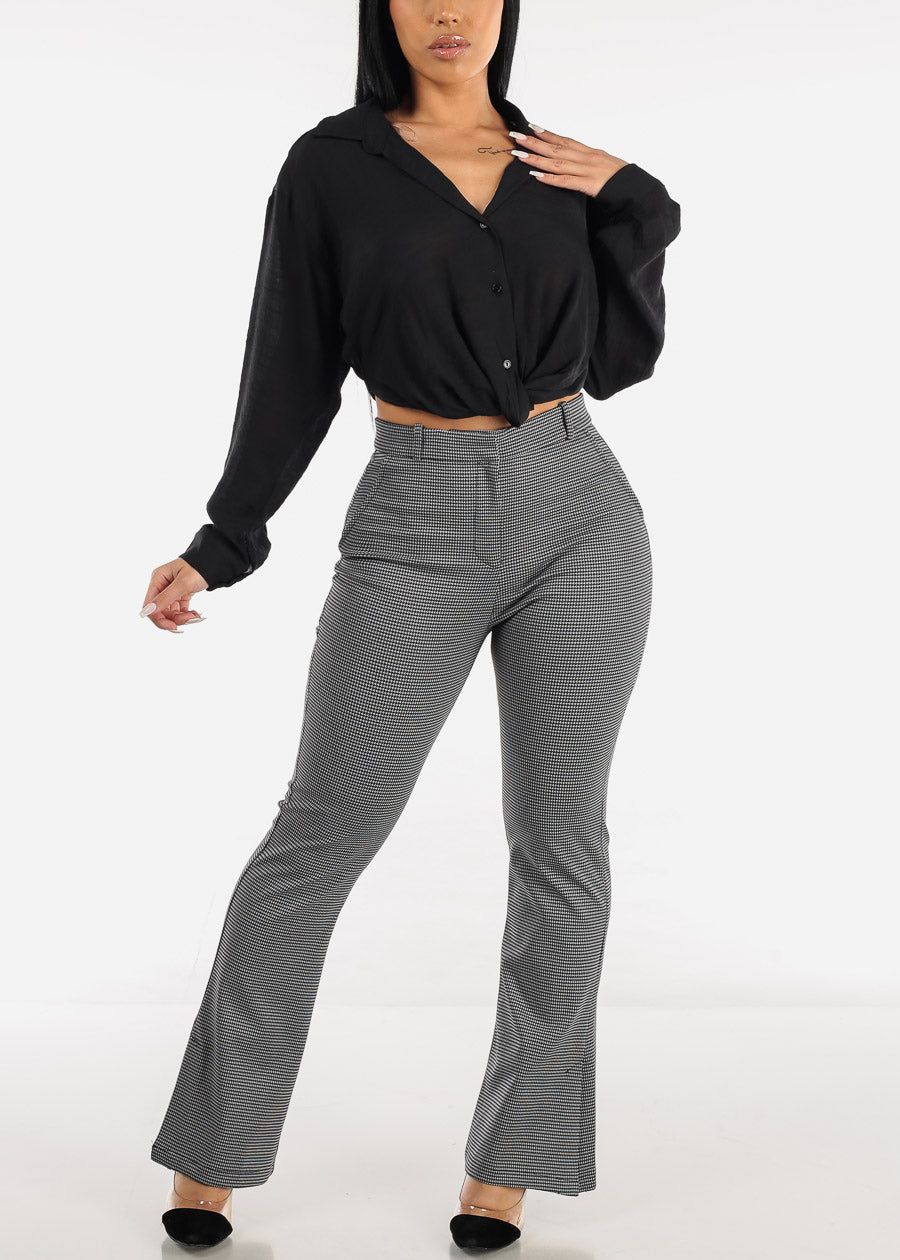 Long Sleeve Black Button Shirt w Twisted Front sold by Moda product image thumbnail 2